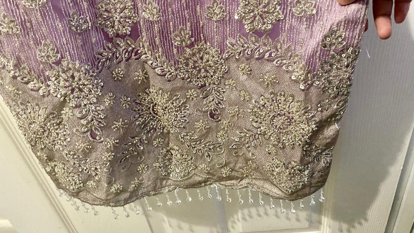 Preloved lilac suit with pearl beading - Excellent condition