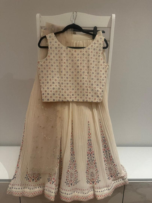 Preloved Indian Cream Chiffon Lehenga