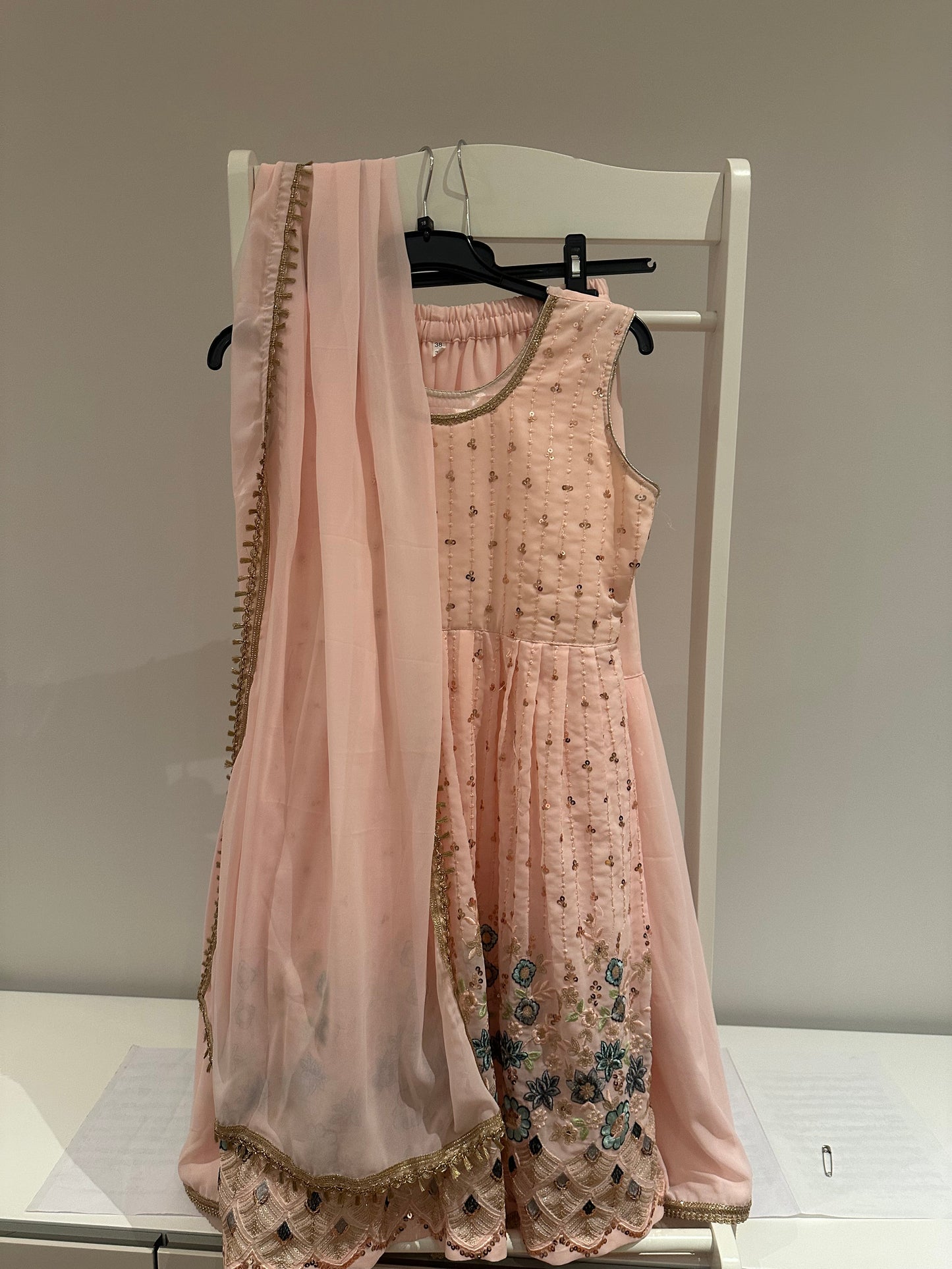 New India suit for girls peach Age 9-11