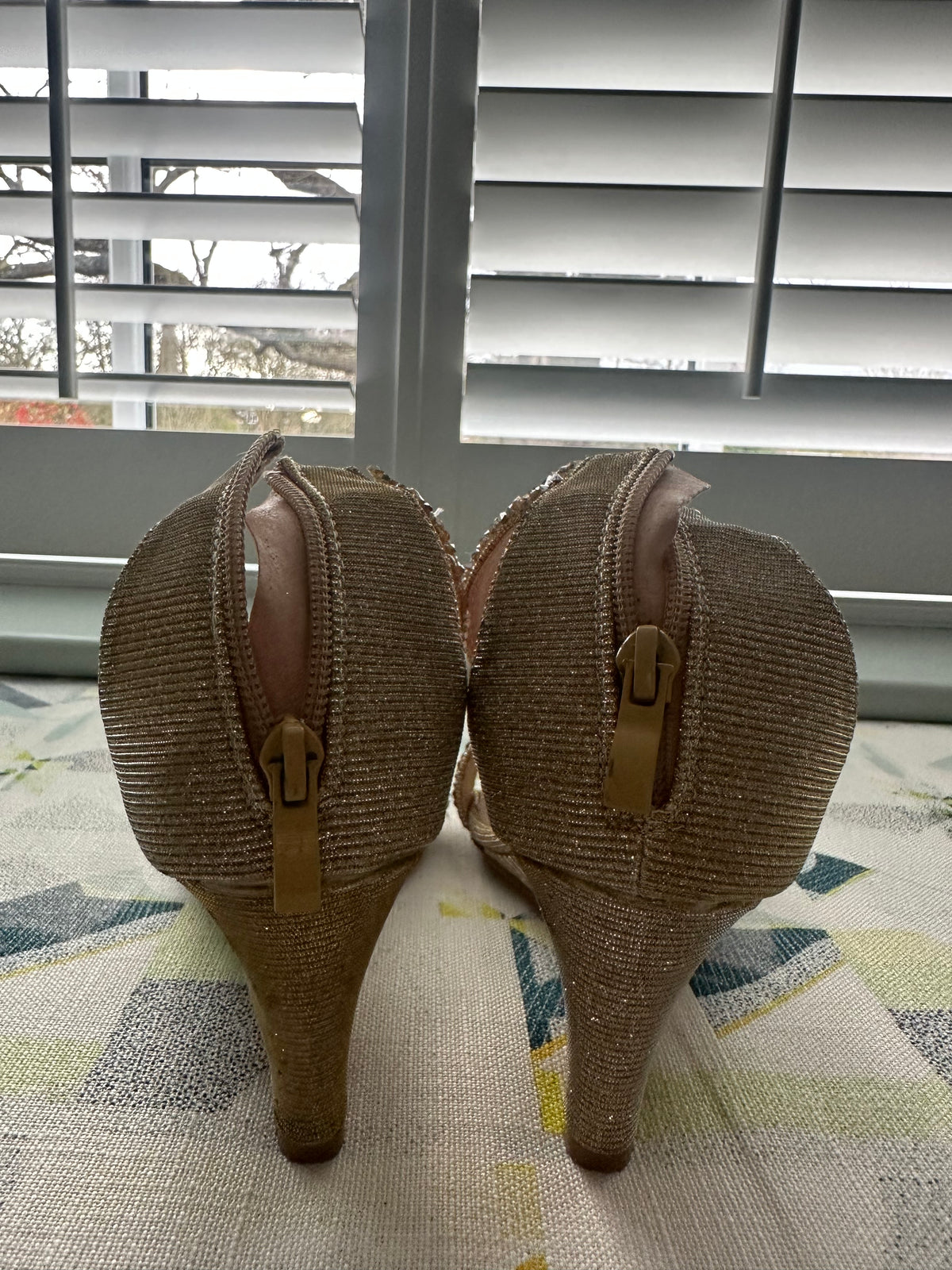 Gold wedge sandals