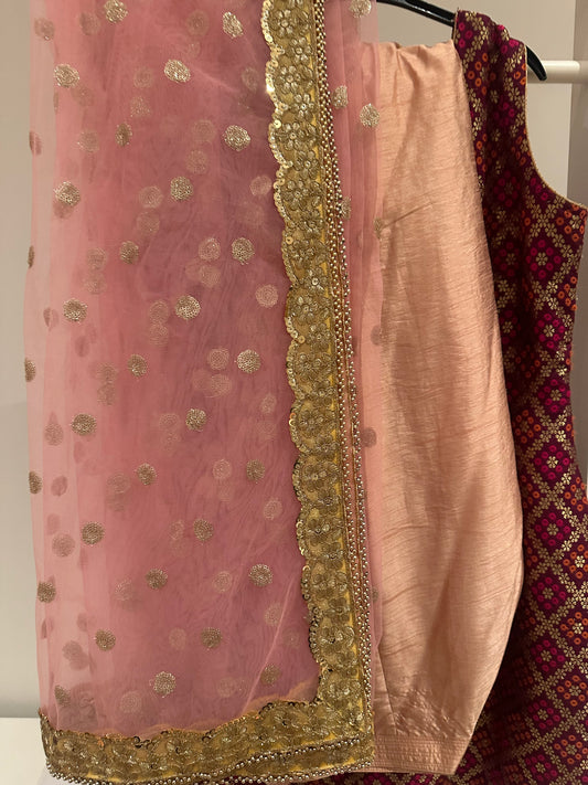 Burgundy silk contrast suit