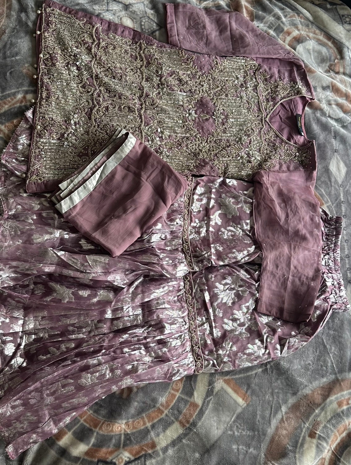 Dusky pink embellished gharara