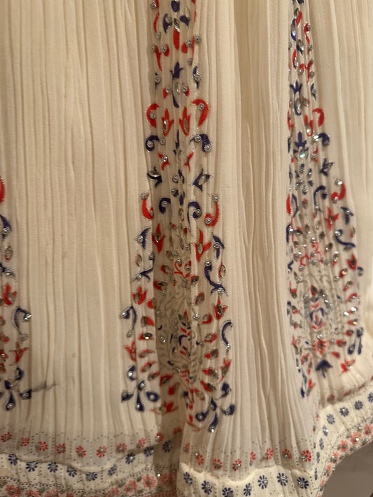 Cream Chiffon Lehenga