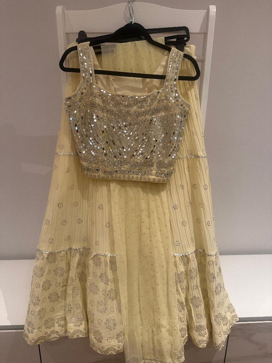 Preloved Indian Baby Yellow Mirrorwork Lehenga
