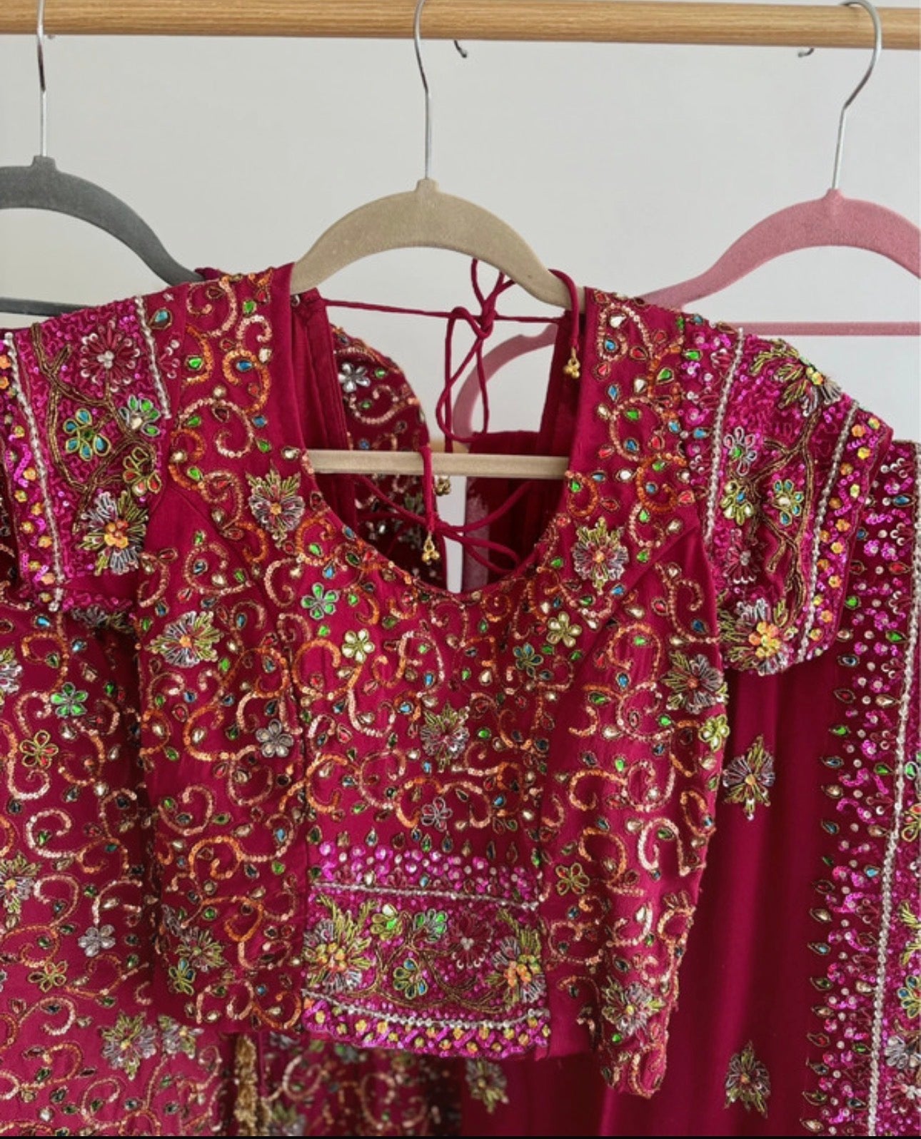 Preloved red Lehenga with intricate emrboidery