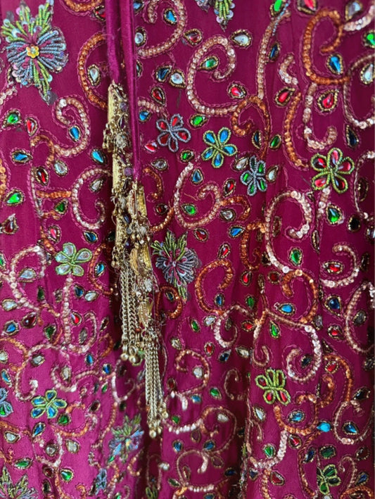 Preloved red Lehenga with intricate emrboidery