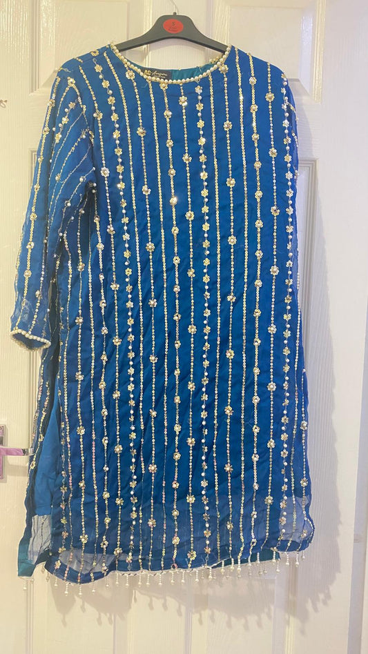 Preloved Blue with gold embroidery Indian suit