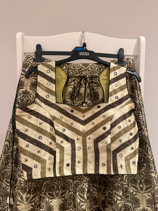 Indian New Khaki green lehenga