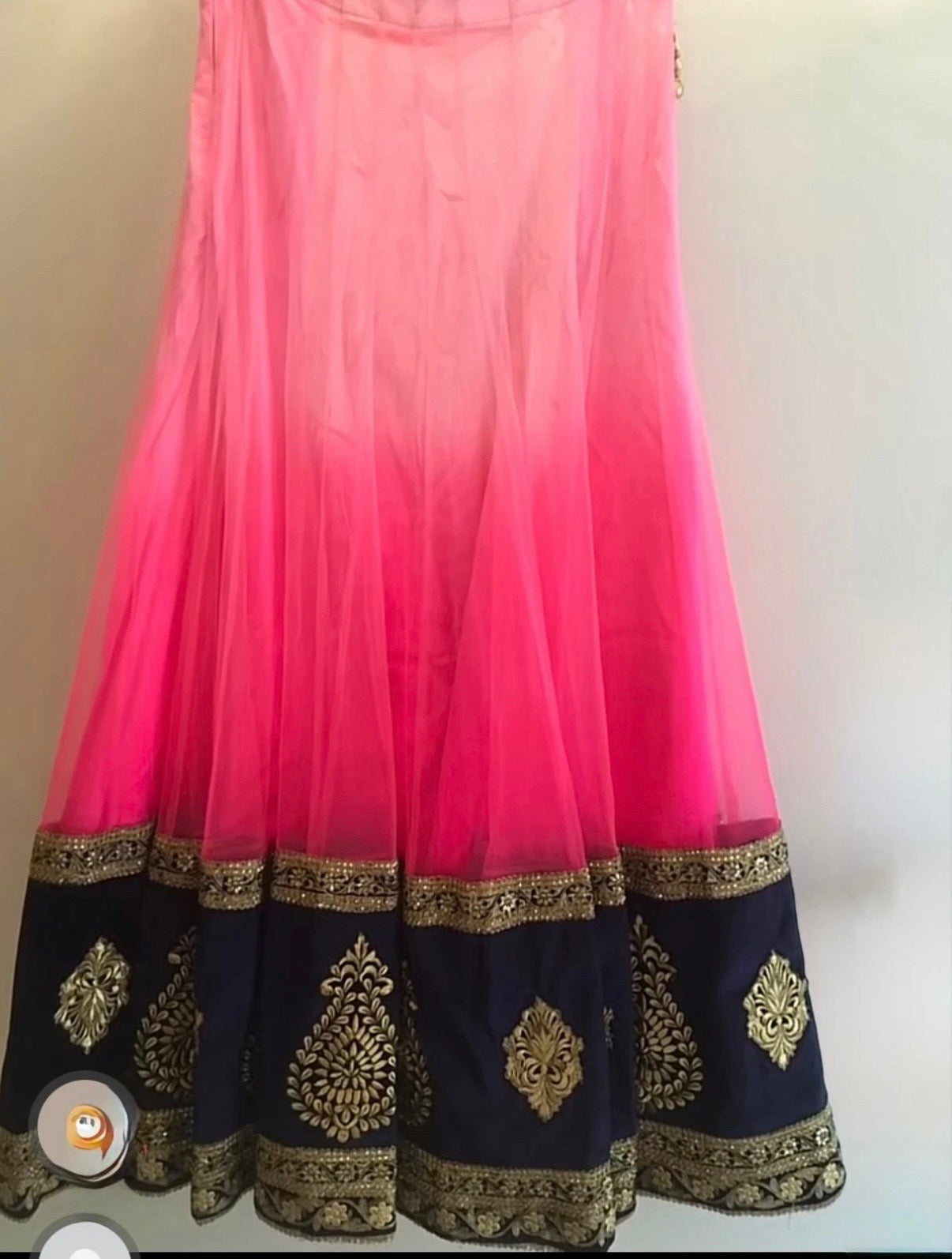 Women’s blue/pink Lengha worn