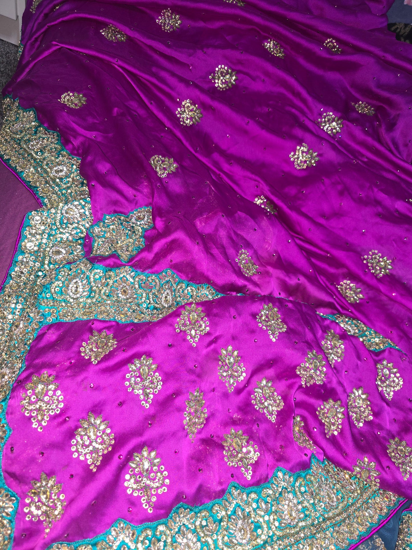 Elegant Purple Embroidered Saree