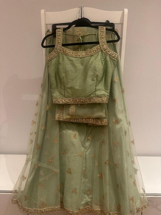 Preloved Indian Sage Green Lehenga