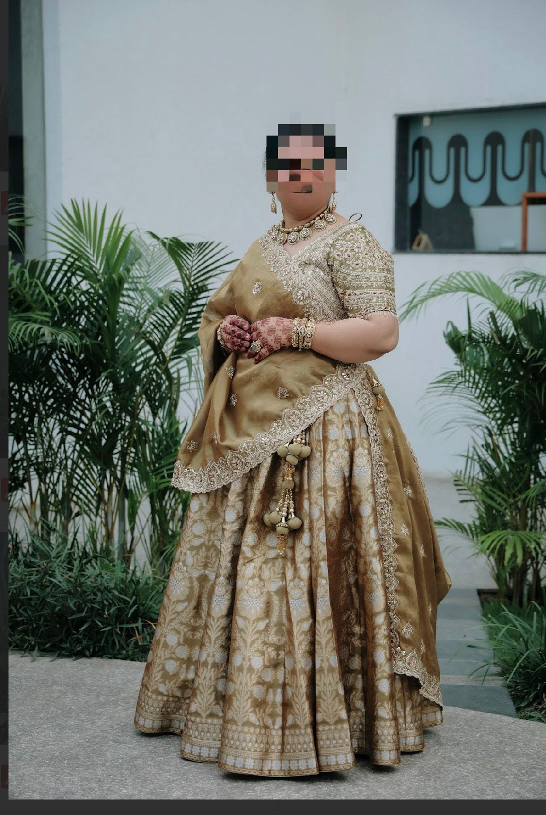 Antique Gold Banarasi Bridal Lehenga with Embroidered Dupatta