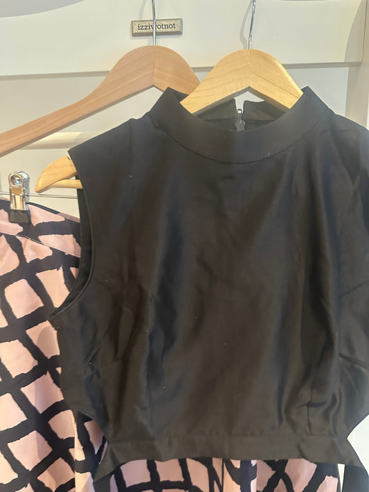 Preloved Punit Balana midi skit with black tie-up blouse.