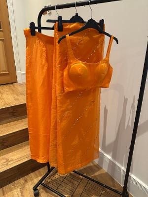Ranian Orange Satin Silk Sari BRAND NEW