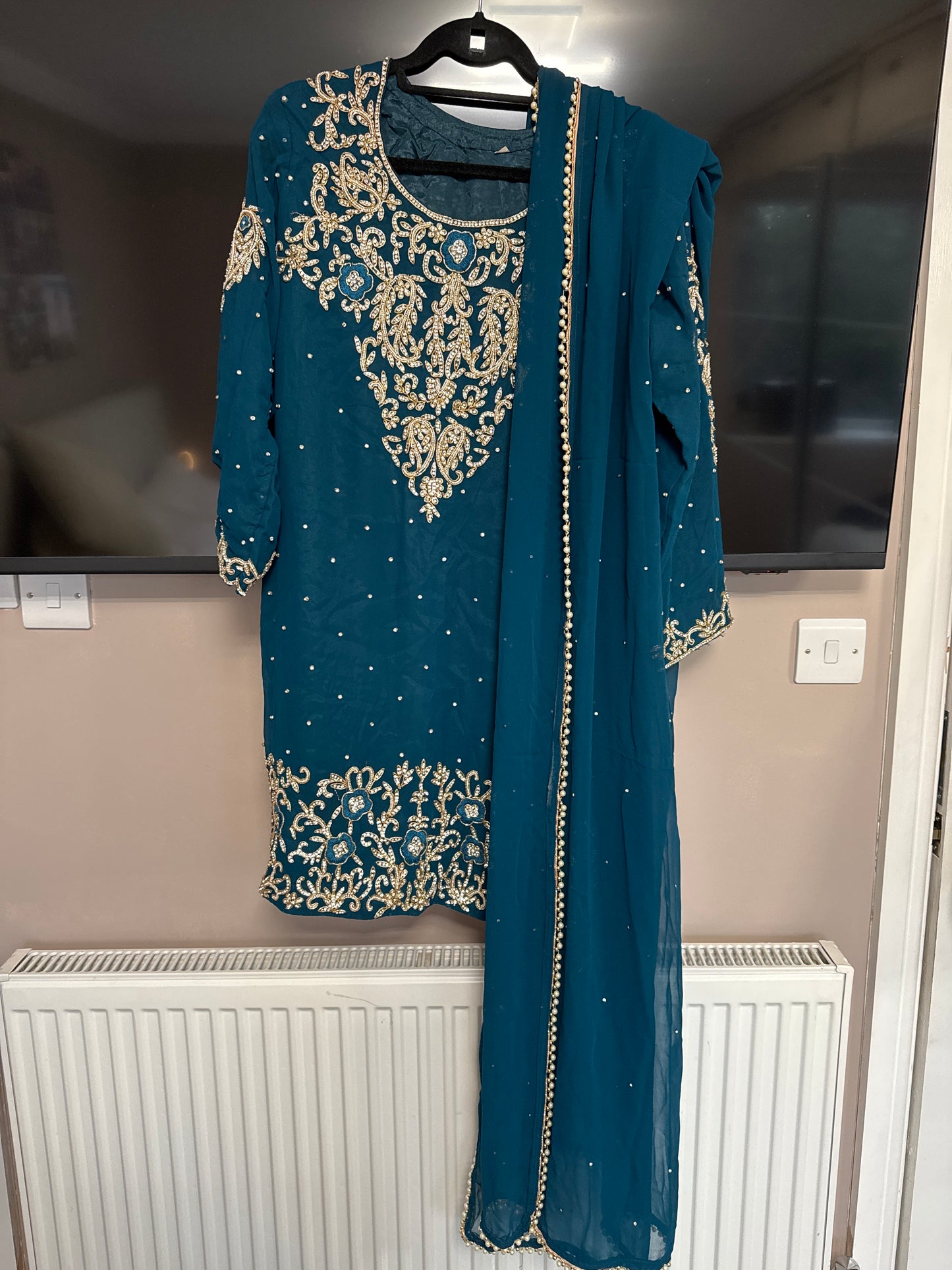 Teal Wide Leg Trouser Suit
