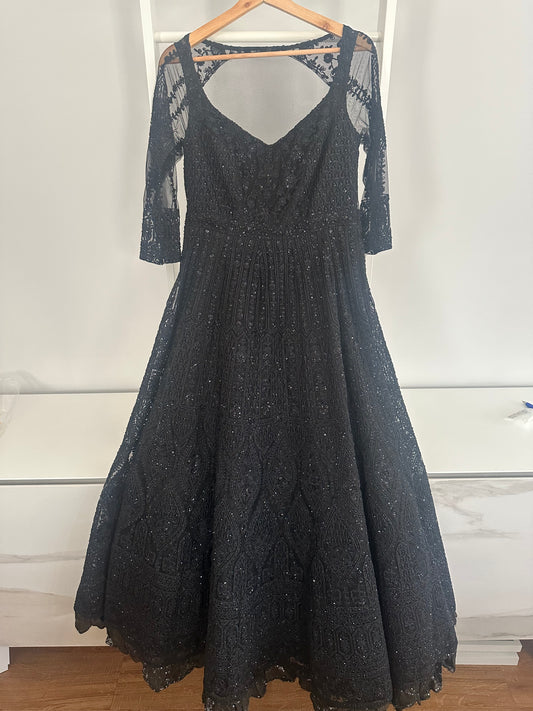 Preloved black Mongas dress with chunni worn once for 4 hours