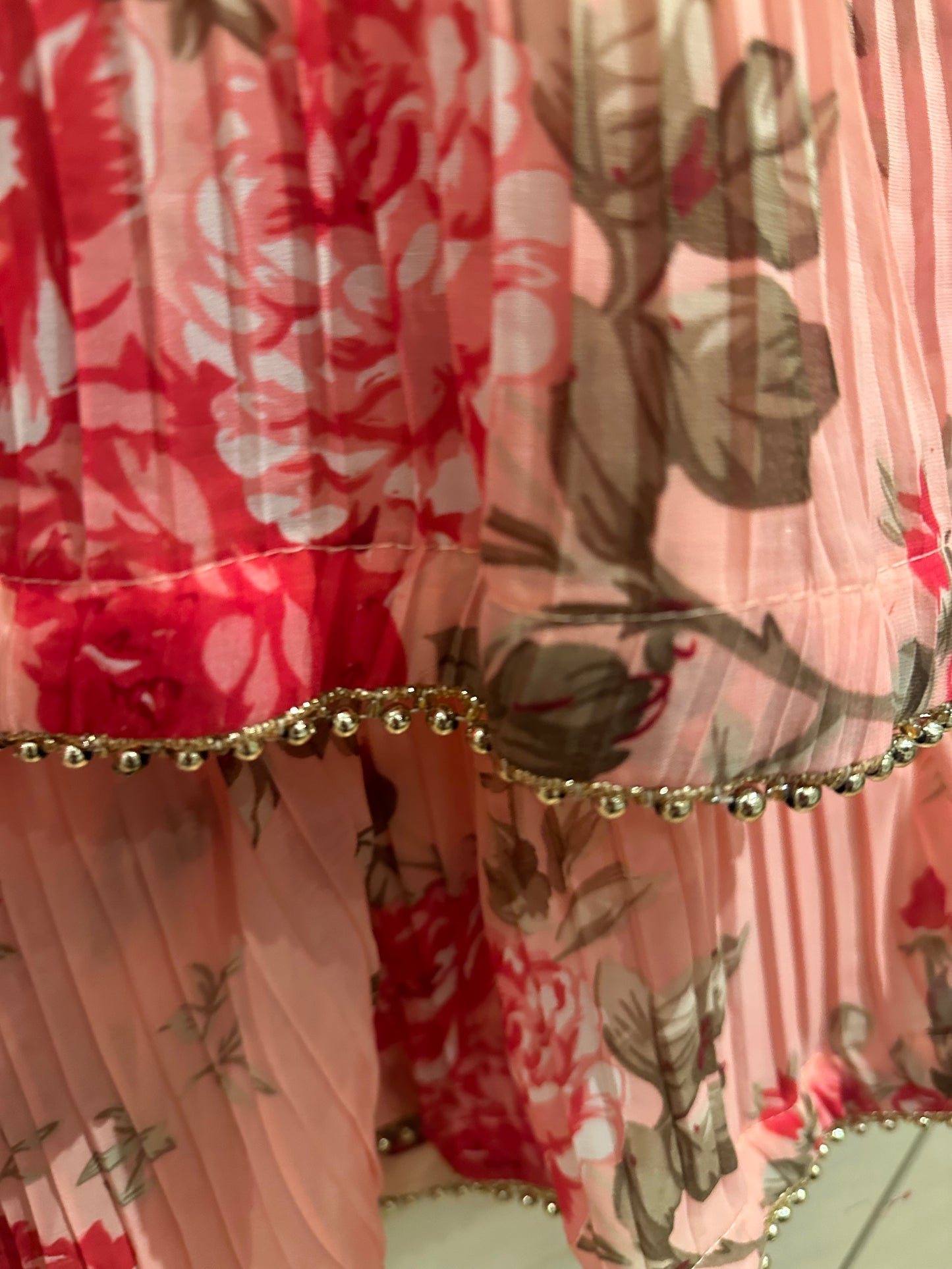 Bright Peach/Pink silk/chiffon suit **NEW with tags**