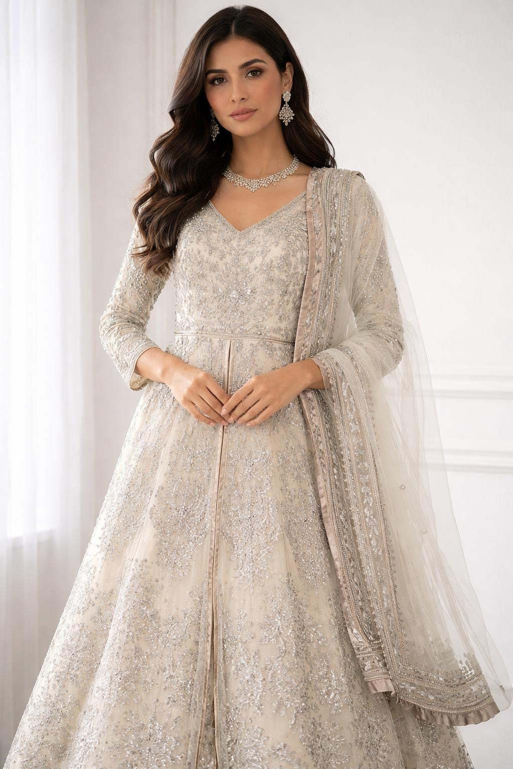White dress with chunni