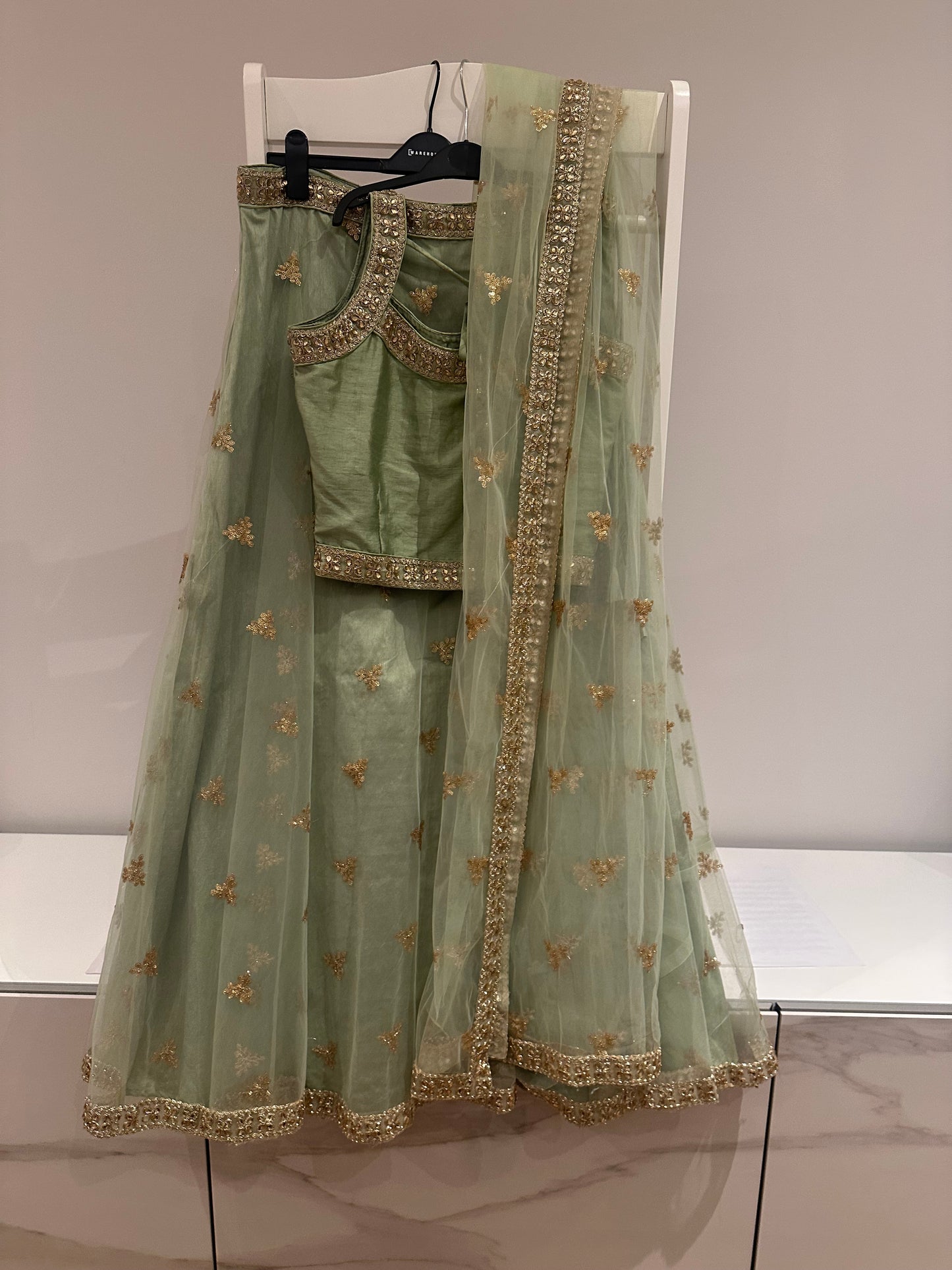 Preloved Indian Sage Green Lehenga