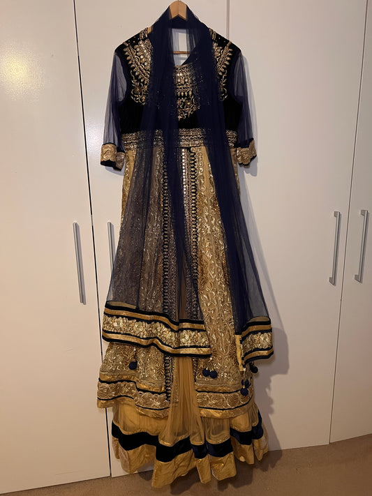 Navy blue Frock with Dupatta