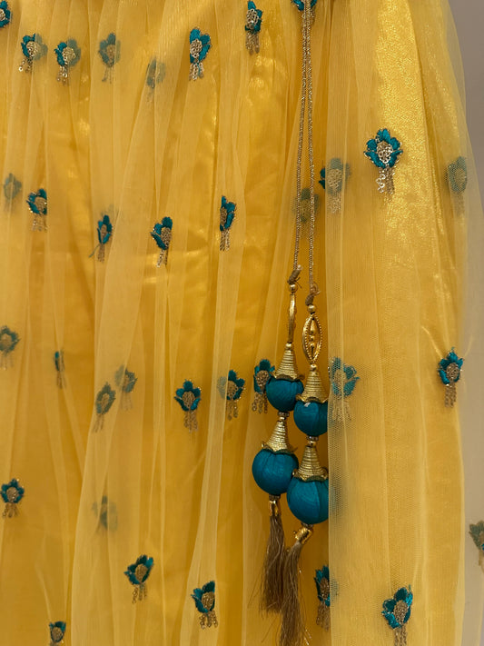 Girls turquoise and yellow lehenga