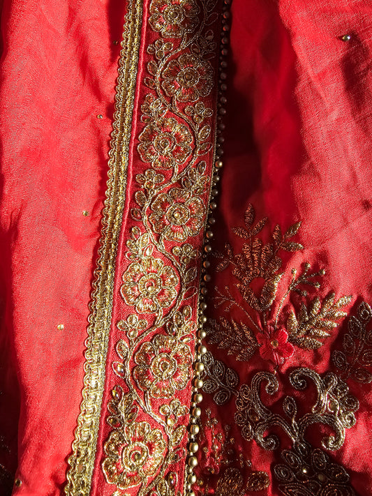 Red / Burgundy Saree Set