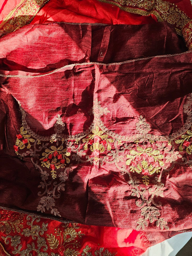 Red / Burgundy Saree Set