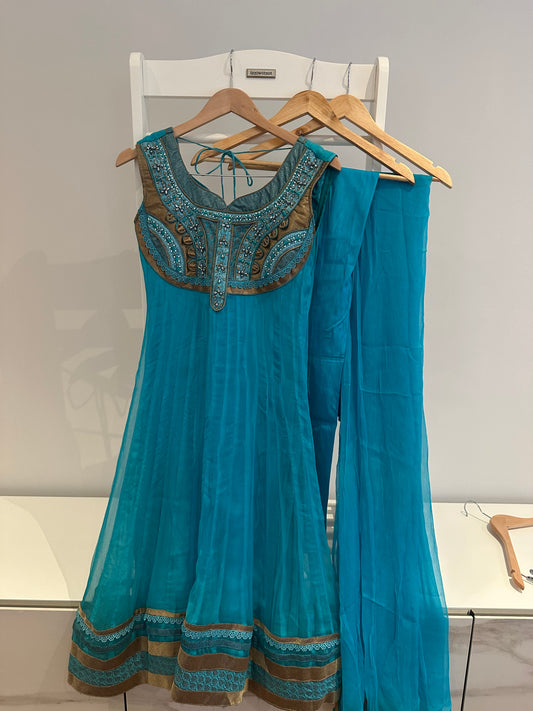 Preloved Turquoise anarkali suit