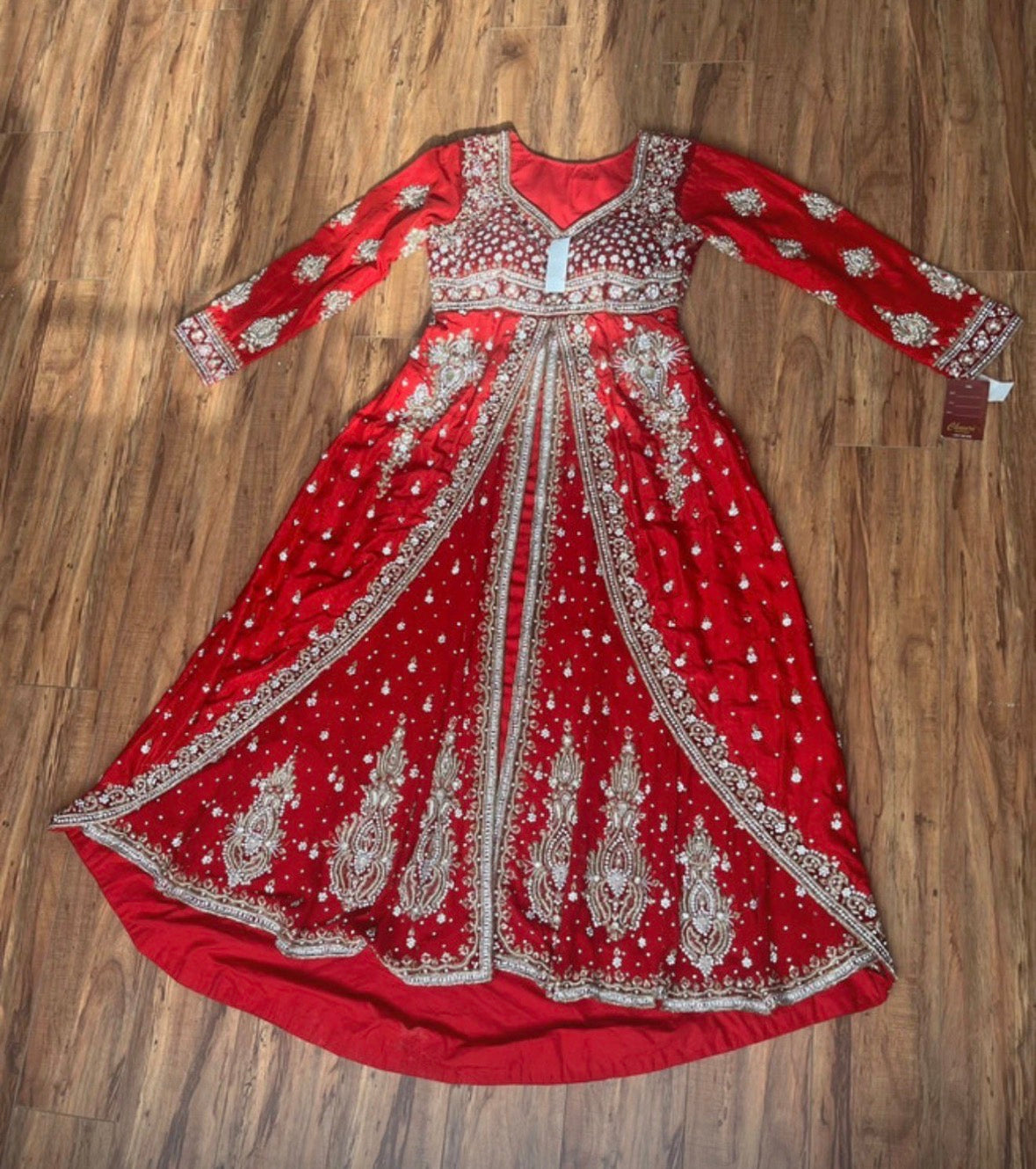 Red Bridal Wedding Dress with Gold Work