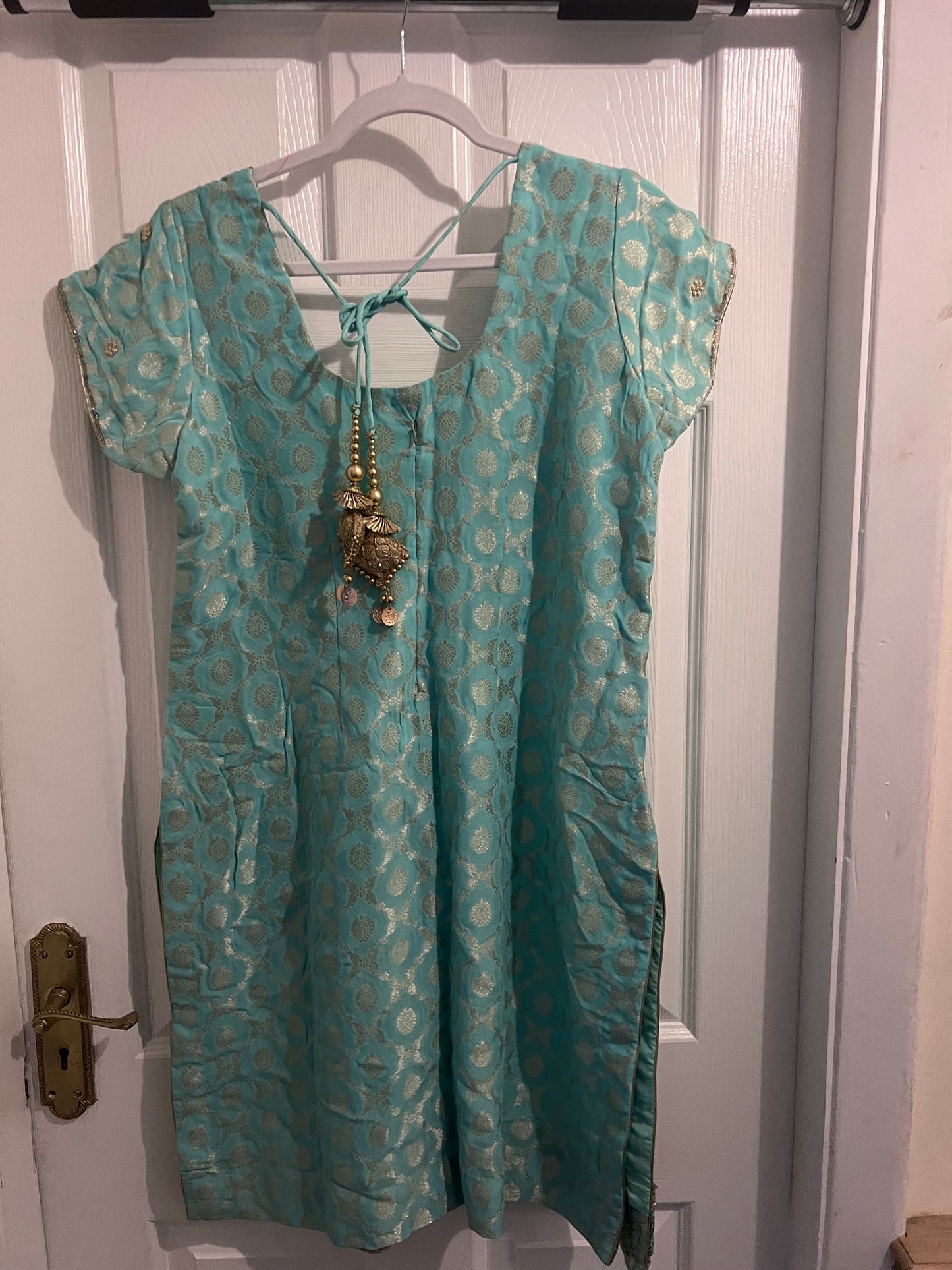 Mint Brocade Silk Salwaar Suit – Never Worn