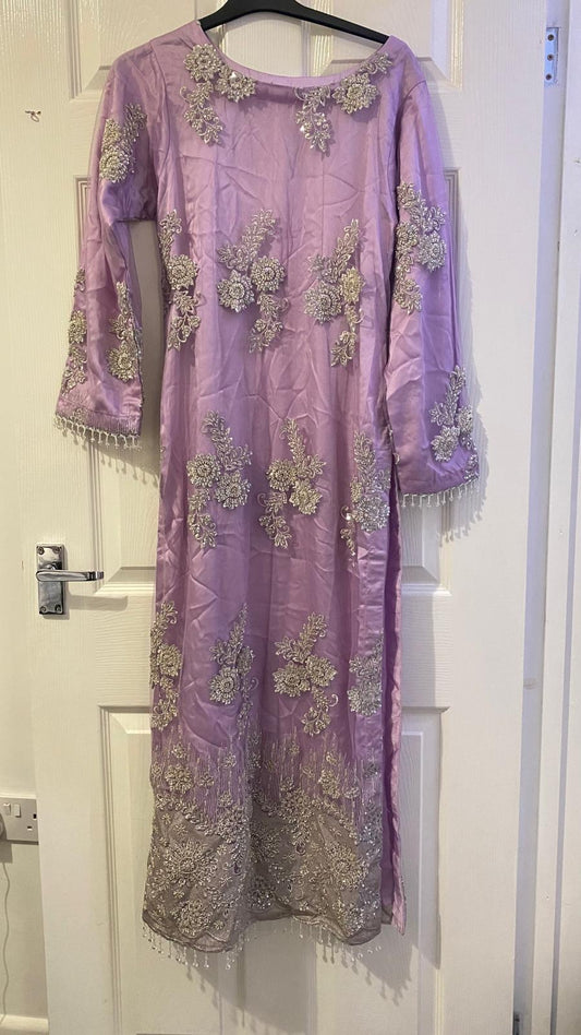 Preloved lilac suit with pearl beading - Excellent condition
