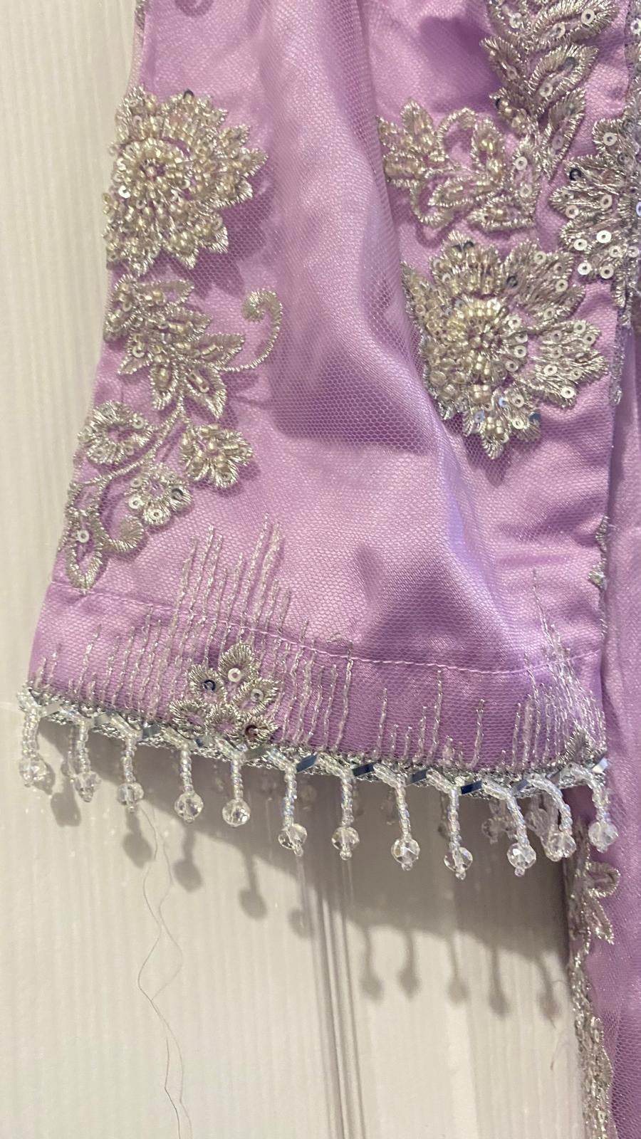 Preloved lilac suit with pearl beading - Excellent condition
