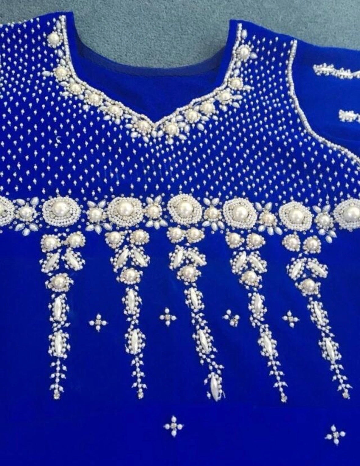 Electric Blue Pearl detail dress