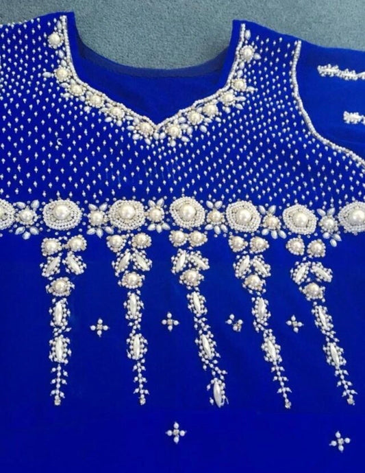 Electric Blue Pearl detail dress