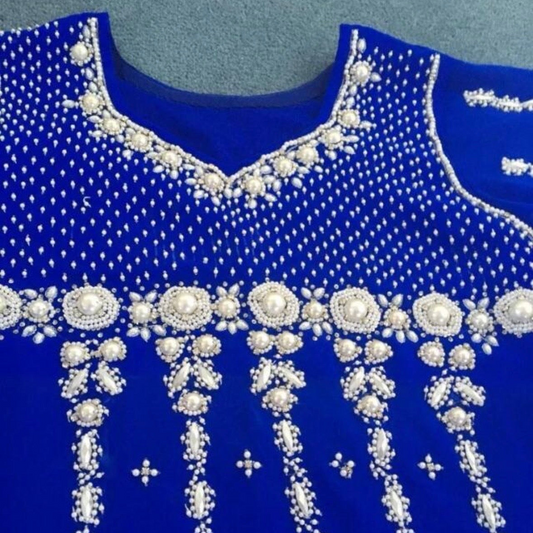 Electric Blue Pearl detail dress