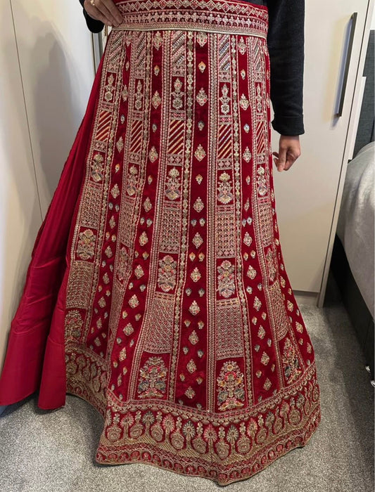 Preloved red velvet bridal lehenga - BRAND NEW