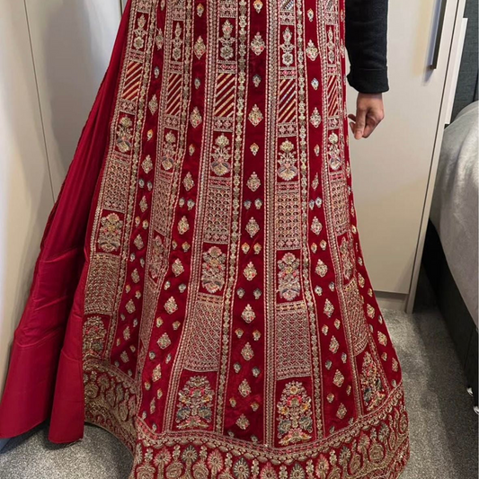 Preloved red velvet bridal lehenga - BRAND NEW