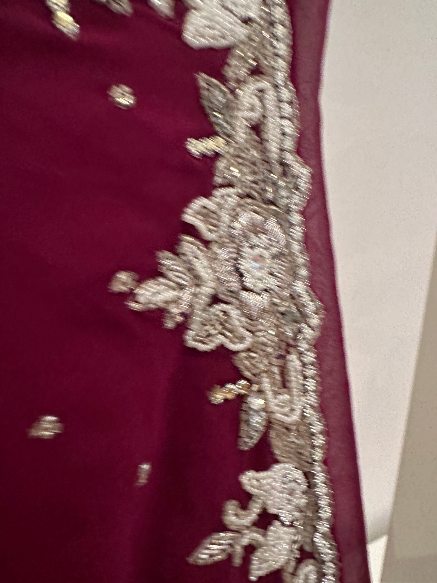 Preloved plum wine sari with shoe string tie up blouse