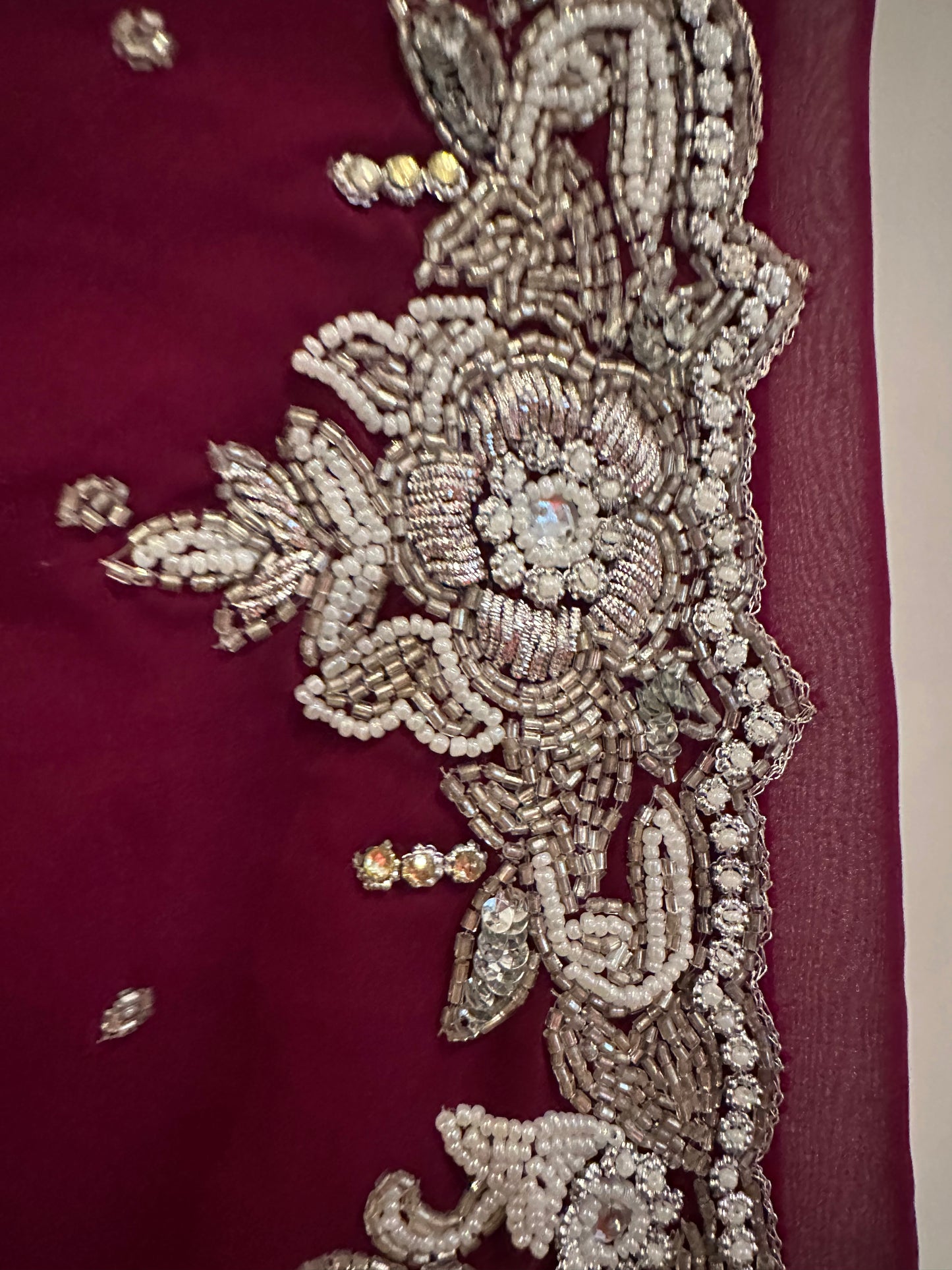 Preloved plum wine sari with shoe string tie up blouse