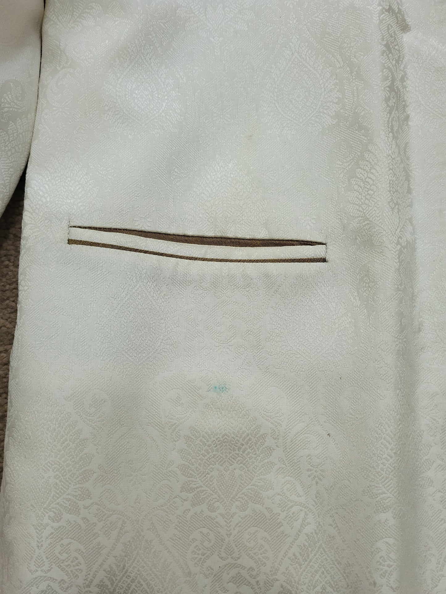Mens White and Gold Jacquard Embellished Sherwani Cutom Made