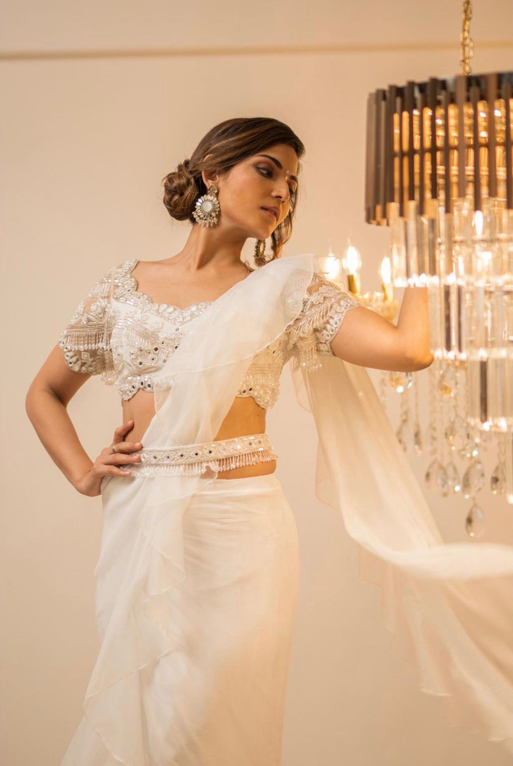 Brand new Foram Patel predraped saree with belt