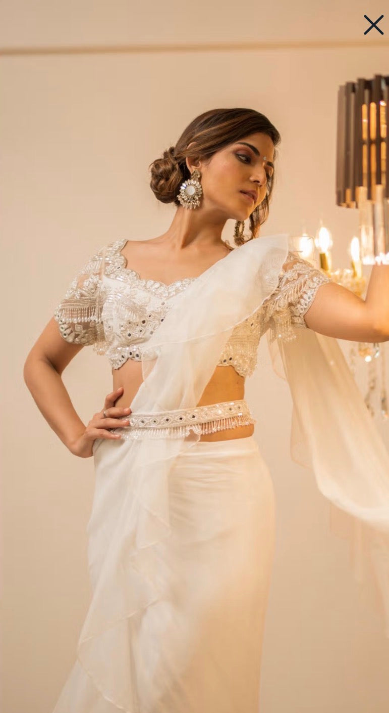 Brand new Foram Patel predraped saree with belt