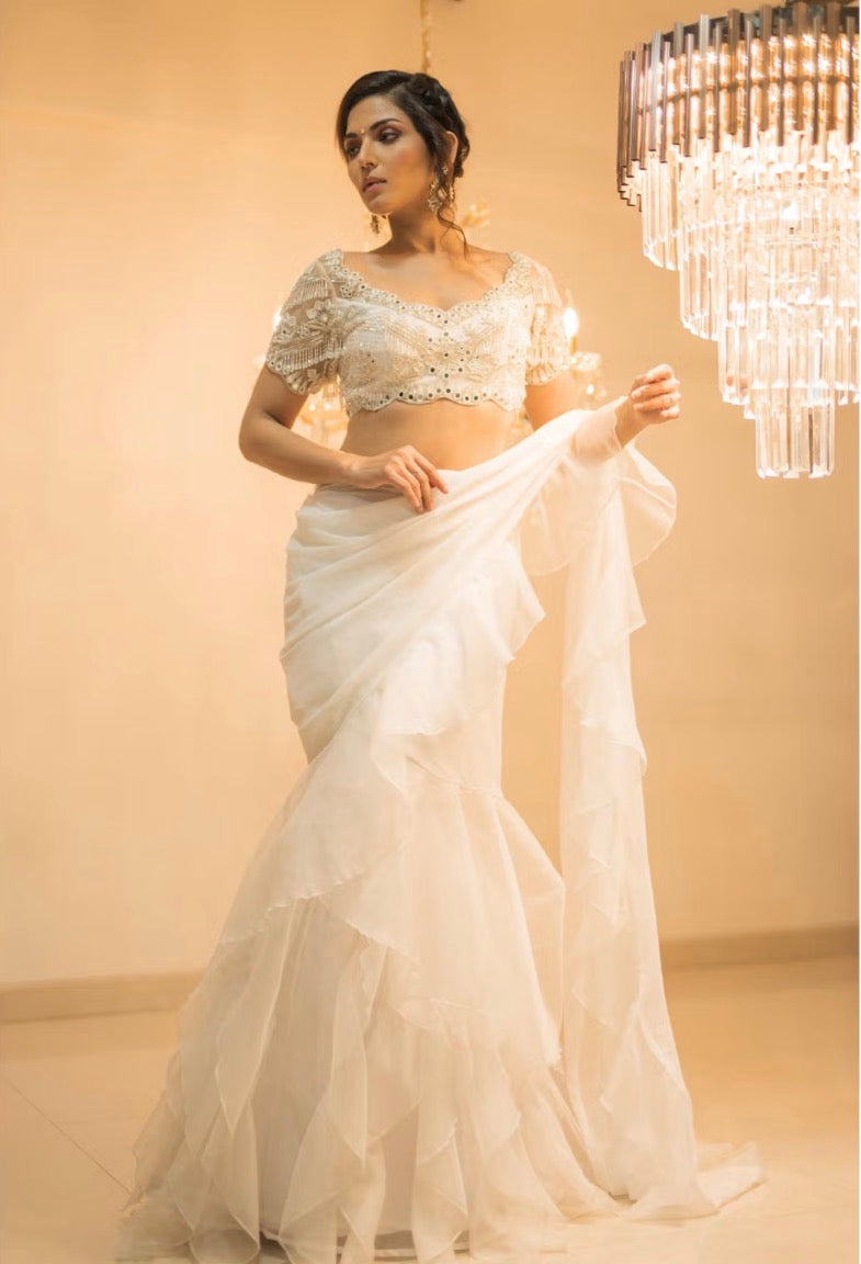 Brand new Foram Patel predraped saree with belt