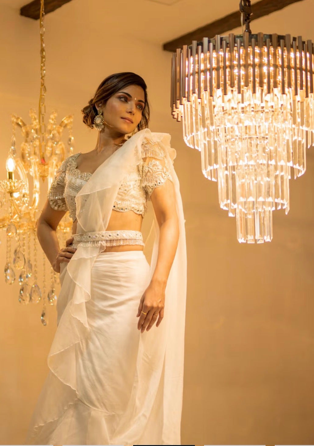 Brand new Foram Patel predraped saree with belt