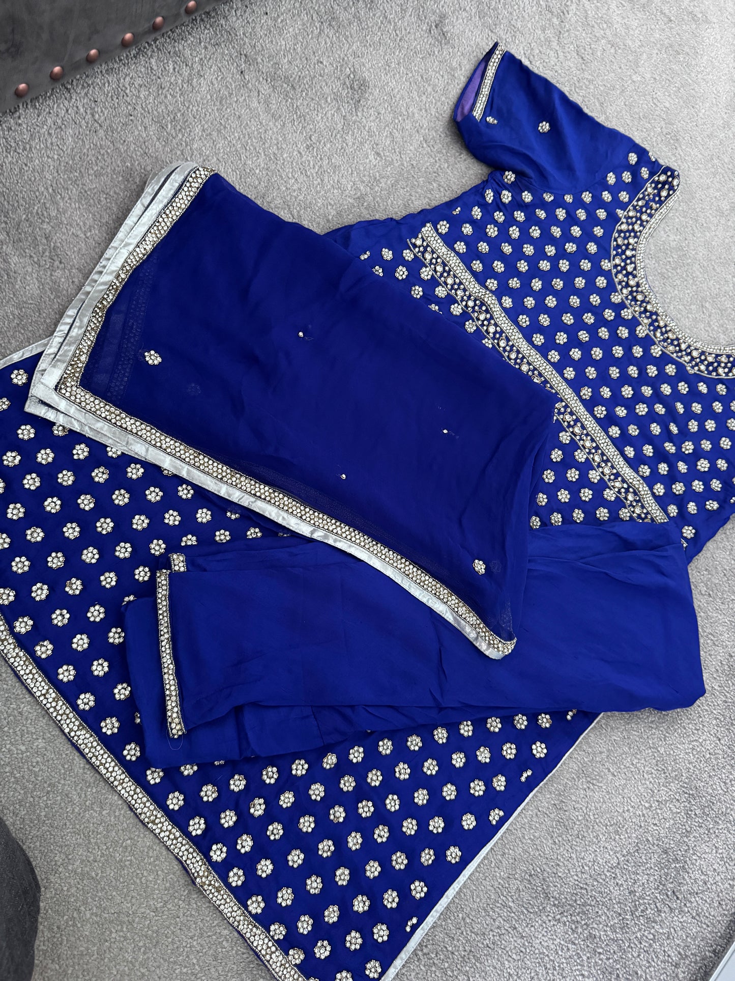 Blue Diamonte 3 piece suit