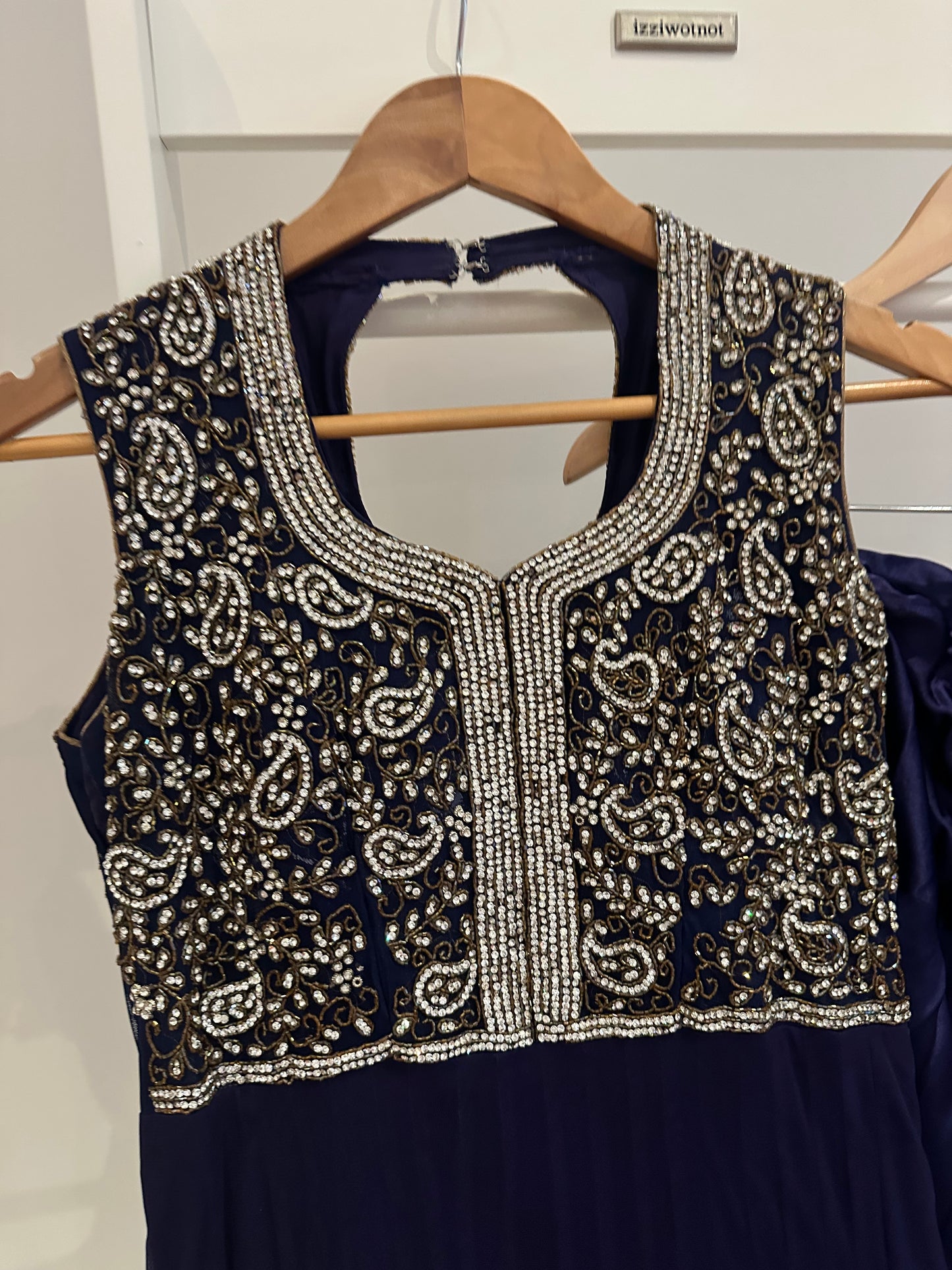 Preloved navy blue anarkali suit 3 piece set