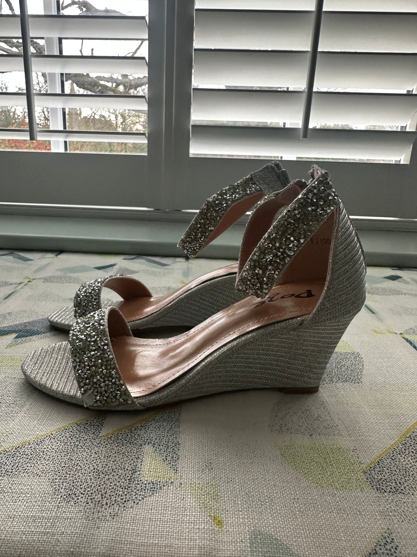 Silver wedge sandals