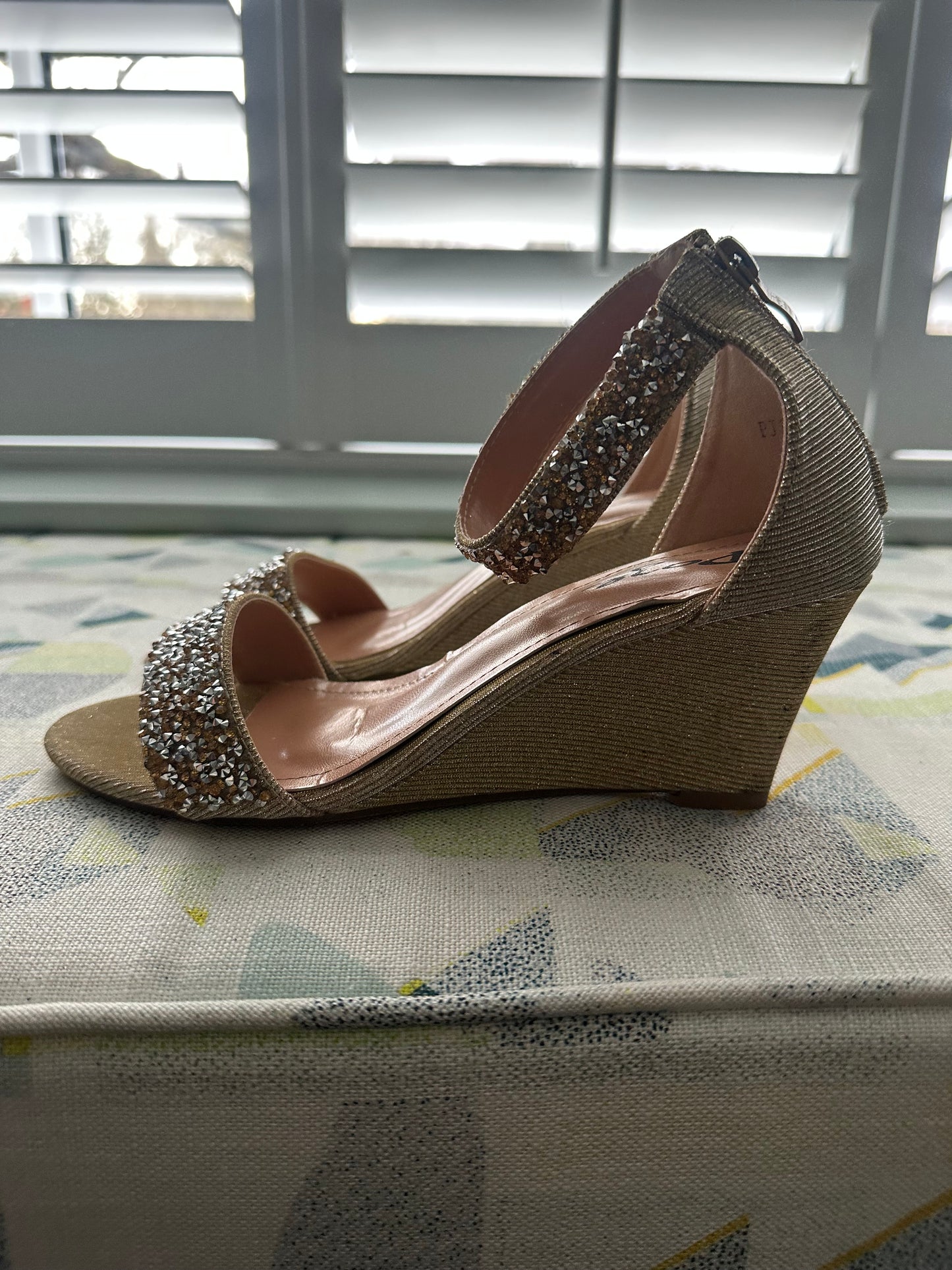 Gold wedge sandals
