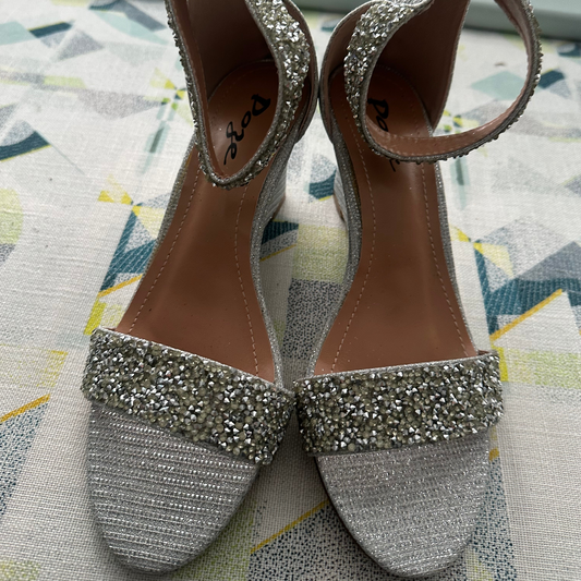 Silver wedge sandals