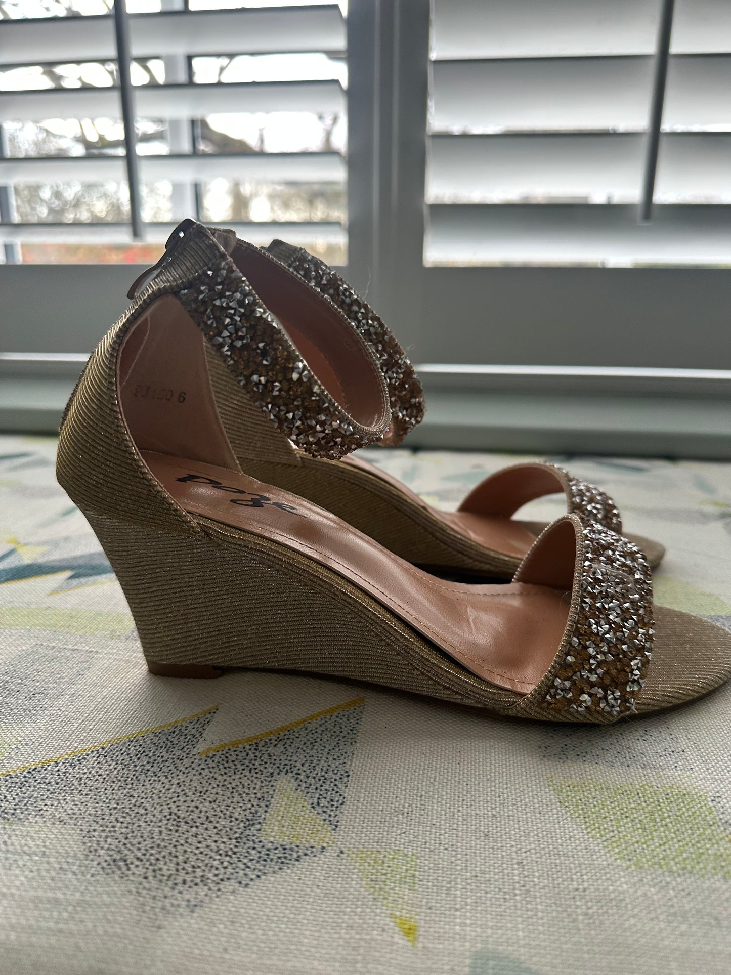Gold wedge sandals